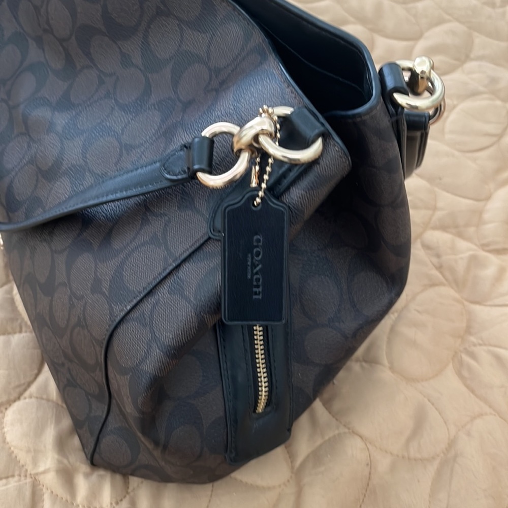 Coach Hallie Shoulder Bag In Signature Canvas Gem